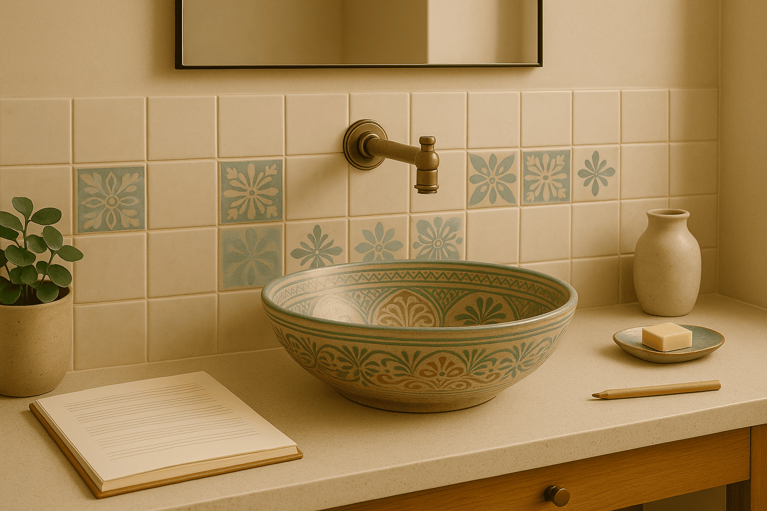 decoración con cerámica en el baño cerámica artesanal