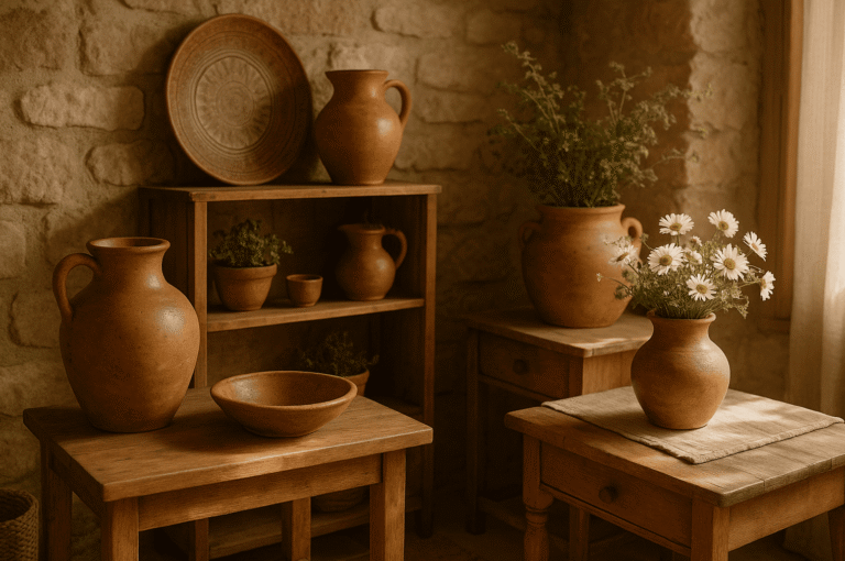 decoración rustica y campestre con cerámica artesanal